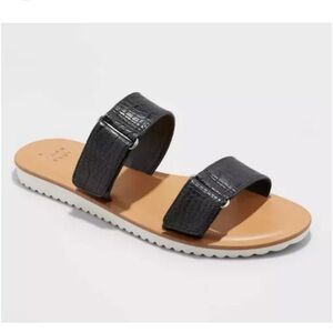A New Day Women's Illiana Two Band Sandals Black